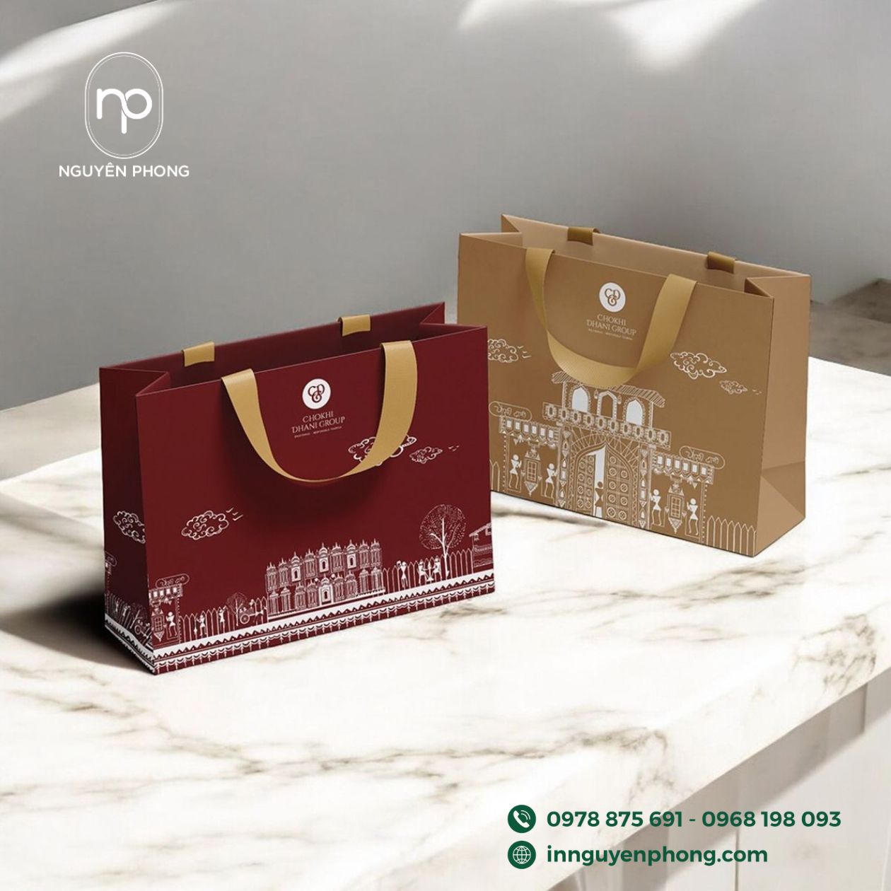 Mẫu in hoa văn trên túi giấy cao cấp